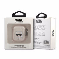 Karl Lagerfeld Glitter Karl's Head apvalks AirPods 1/2 - zelta