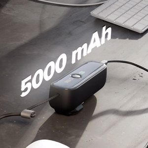 SBS Hybrid PD 20W 5000mAh внешний аккумулятор со встроенным кабелем и складной вилкой - Чёрный