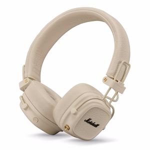 Bezvadu uz ausīm liekamas Bluetooth austiņas Marshall Major V, krēmkrāsas