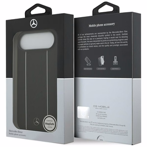 Mercedes Ādas Zvaigznes Raksts Svītras Magnētiskais viedtālruņa apvalks iPhone Air - melns