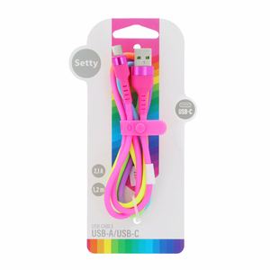 Setty USB - USB-C kabelis 1,2 m 2,1A KNA-C-1.22.113 varavīksne