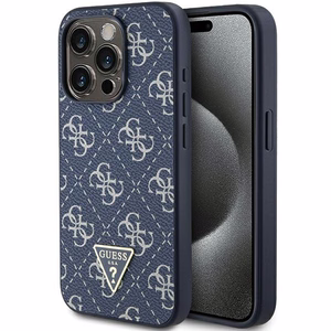 Guess GUHCP15XPG4GPB iPhone 15 Pro Max 6.7" zils maciņš 4G Triangle Metal Logo