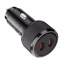 Automobiļa lādētājs Hoco 2 x USB C QC PD 50W NZ14B melns