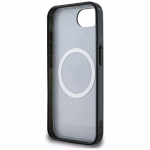 Guess IML Metal Glitter 4G Circle Triangle magnētiskais viedtālruņa apvalks iPhone 16e - melns