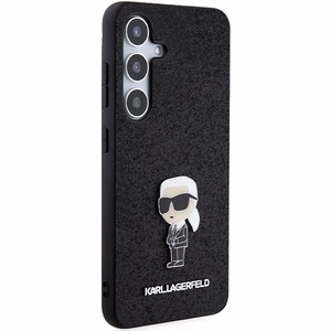 Karl Lagerfeld fiksēts mirdzošs Ikonik logotipa metāla piespraudes viedtālruņa apvalks Samsung Galaxy S24+ - melns