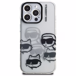 Karl Lagerfeld IML daudzkrāsains K&C galvas raksts apvalks iPhone 16 Pro Max - caurspīdīgs