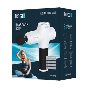 TEESA RELAX GUN MG60 masāžas pistole, 8 uzgaļi, balta