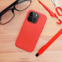 LEATHER MAG COVER viedtālruņa apvalks IPHONE 16 Plus sarkans