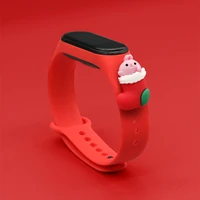 Siksna Xmas Xiaomi Mi Band 3 / 4 Ziemassvētku silikona siksna aproce ar zeķi - sarkana