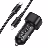 Borofone Auto lādētājs BZ34A Cloud - C tipa - PD 20W ar C tipa zibspuldzi melns