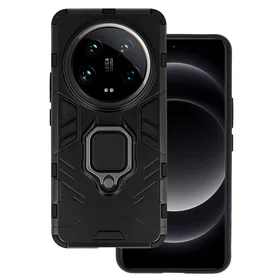 Gredzenveida bruņu viedtālruņa apvalks Xiaomi 14 Ultra melns