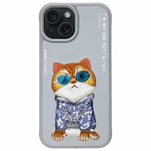 Nimmy Glasses Cool Cat iPhone 15 apvalks - pelēks