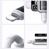 USB kabelis Joyroom S-A55 USB-A uz Lightning 3A 1,2 m, balts