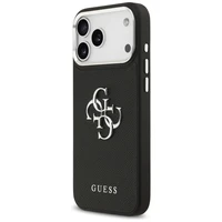 Guess Grained Big 4G Classic Logo viedtālruņa apvalks iPhone 17 Pro Max - melns