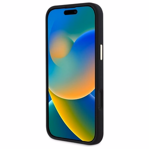Guess Silikona Logo Strass 4G viedtālruņa apvalks iPhone 16 - melns