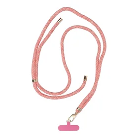 SWING (8mm) Tālruņa siksniņa, Tālruņa kulons ar regulējamu garumu / auklas garums 165cm (maks. 82.5cm cilpā) / uz pleca vai kakla - rozā-balta