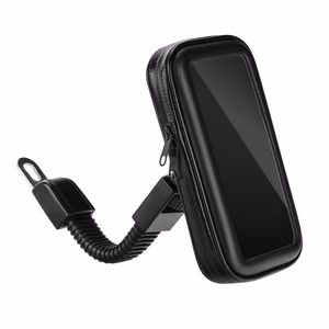 Motocikla turētājs mobilajam telefonam ūdensizturīgs ar rāvējslēdzēju (4,8" - 5,5") melns