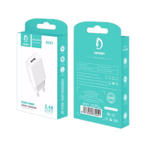 Lādētājs Denmen (DC01) (1xUSB 2.4A) balts