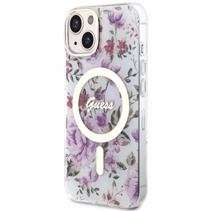 Guess GUHMP14MHCFWST iPhone 14 Plus 6.7" caurspīdīgs cietais apvalks Zieds Magnētiskais