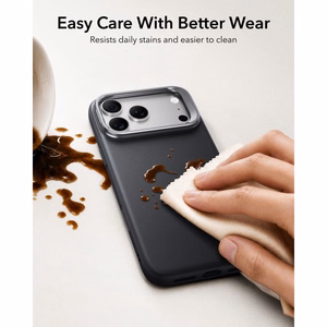 ESR Leather vāciņš modelim iPhone 18 Pro / 17 Pro, ar statīvu, saderīgs ar MagSafe – melns