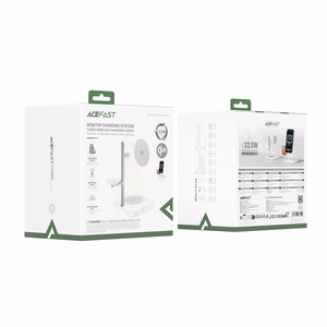 Acefast E39 Qi2.2 25W 4-in-1 bezvadu galda lādētājs telefonam, pulkstenim un austiņām ar nakts gaismu - balts
