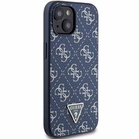 Guess 4G Triangle Metal Logo viedtālruņa apvalks iPhone 15 Plus / 14 Plus - zils