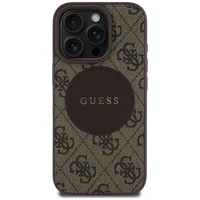 Guess 4G Circle Classic Logo Magnētiskais viedtālruņa apvalks iPhone 16 Pro - brūns