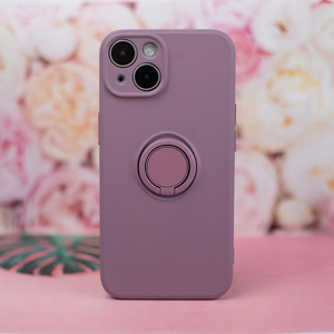 Viedtālruņa apvalks ar pirksta turētāju iPhone 15 Pro 6,1" gaiši violetā krāsā
