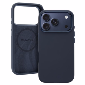 Liavec Silky maciņš ar metāla kameras rāmi priekš Iphone 17 Pro Max tumši zils