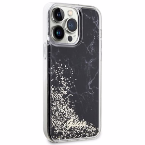 Guess GUHCP14XLCSGSGK iPhone 14 Pro Max 6.7" melns/melns cietais apvalks Liquid Glitter Marble
