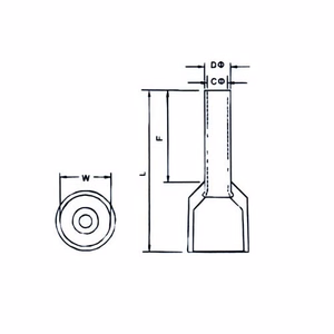 Insulated Cord End Terminal for 1.5mm2/16AWG Cable, 100pcs