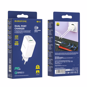 Borofone Wall charger BN4 Potential - USB + Type C - QC 3.0 PD 2.0 20W white
