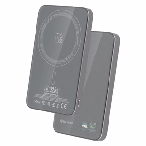 Blavec Portatīvais lādētājs 5000mAh BJ-04 Īpaši Plāns 7,8mm - Type C - 22,5W magnētiskā Magsafe 3 in 1 (PBBJ04-MC5G) pelēka stikls