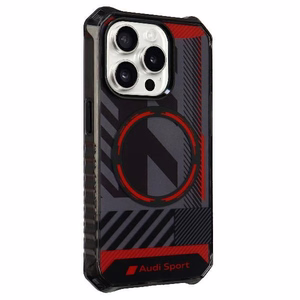 Audi IML Sport Magnētiskais viedtālruņa apvalks iPhone 15 Pro 6.1" melns/melns cietais apvalks AU-IMLMIP15P-RSQ/D2-BK