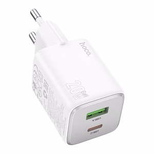 Lādētājs Hoco N41 20W GaN USB-A/USB-C balts