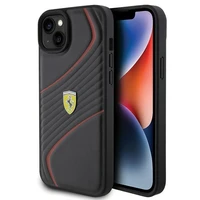 Ferrari dygsnots metāla logotipa apvalks iPhone 15 Plus – melns