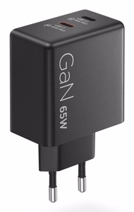 LENOVO Dual USB-C 65W GaN lādētājs melns