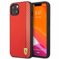 Ferrari FESAXHCP13SRE iPhone 13 mini 5.4" sarkans/sarkans cietais apvalks On Track Carbon Stripe