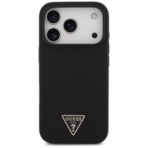 Guess Чехол для iPhone 17 Pro совместимый с MagSafe GUHMP17LSCTRLMK (Silicone W/ Triangle Logo) чёрный