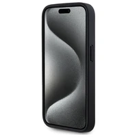 Karl Lagerfeld Ādas monogramma Metāla logotips Magnētiskais viedtālruņa apvalks iPhone 15 Pro - melns