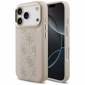Guess 4G Stripe Magnētiskais viedtālruņa apvalks iPhone 17 Pro - rozā