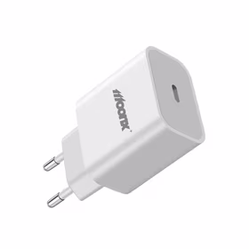 MOONX MC03 PD 20W 1xUSB-C Tīkla lādētājs + USB-C Kabelis - Lightning Balts