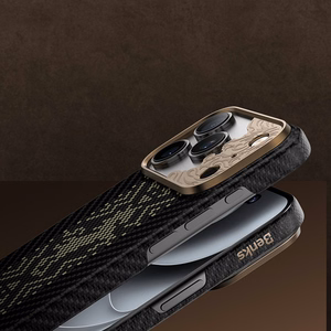 Melns Benks Magnetic Armor Air Knight kevlara vāciņš ar metāla rāmi (C.K.FL.AP.GD.X072), paredzēts iPhone 18 Pro / iPhone 17 Pro