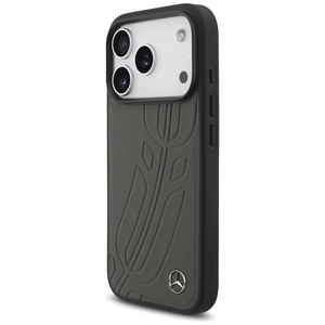 Mercedes Leather Large Laurel Leave MagSafe Чехол для iPhone 17 Pro - чёрный и серый