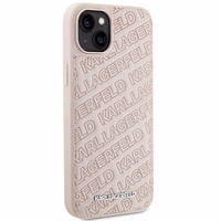 Karl Lagerfeld Kviltēts K Pattern apvalks viedtālrunim iPhone 15 Plus / 14 Plus - rozā