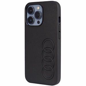 Audi sintētiskās ādas viedtālruņa apvalks iPhone 13 Pro / 13 6.1" melns/melns cietais apvalks AU-TPUPCIP13P-TT/D1-BK