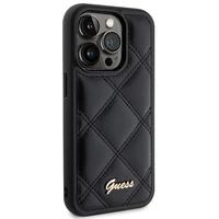 Guess Quilted Metal Logo viedtālruņa apvalks iPhone 15 Pro Max - melns