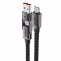 Acefast C13-05 USB-C - USB-A / USB-C kabelis 480Mb/s 3A 0,2 m - melns