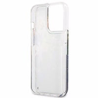 Guess GUHCP13LLFLSB iPhone 13 Pro / 13 6.1" zils cietais apvalks ziedu šķidrs spīdums