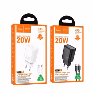 Lādētājs Hoco USB-C QC PD 20W + kabelis USB-C uz Lightning N60 balts